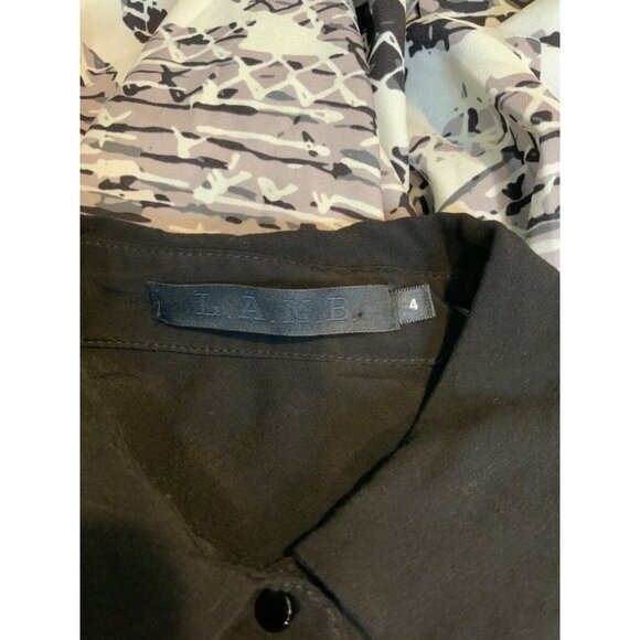 L.A.M.B. Black, White & Gray Geometric Collared Shirt Dress, Size 4 - Picture 6 of 6